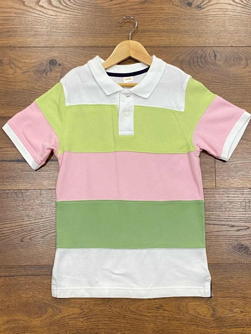 Gymboree Boys Colorblock Stripes Pastel Polo Short Sleeve Shirt Size 7